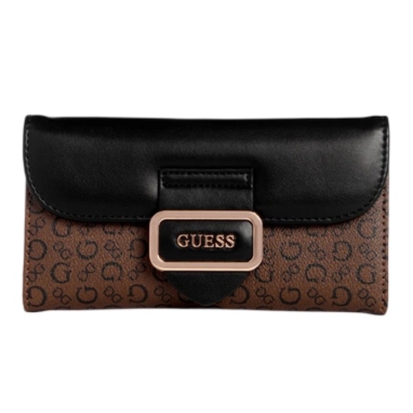 GUESS • Dorchester Signature Slim Clutch in Brown Wallet Pocketbook - Picture 1 of 4